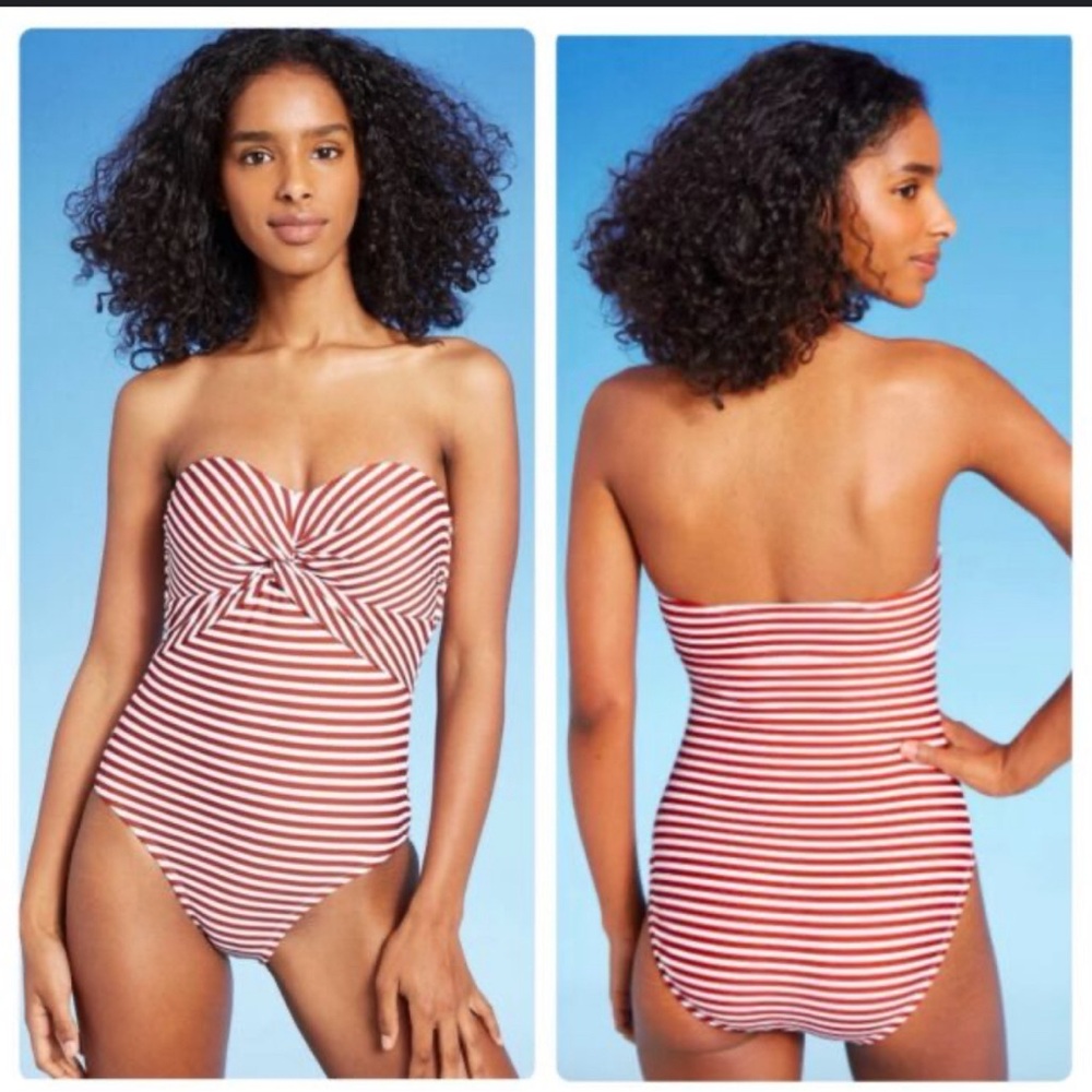 Kona Sol Strapless One Piece Striped Women’s Swimsuit Size Large